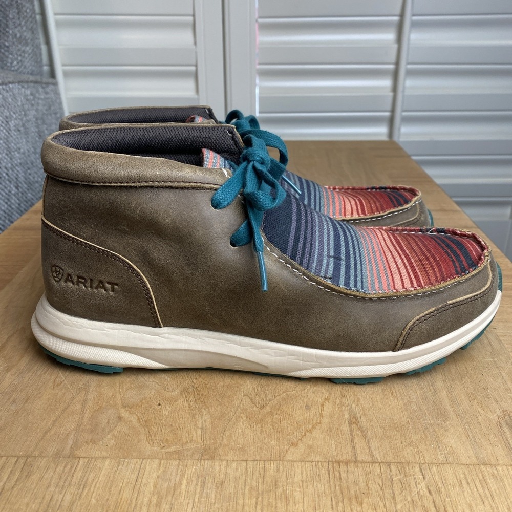 ARIAT SERAPE SPITFIRE BOOTS WOMENS ANKLE LEATHER CANVAS LACE UP SZ 8.5B Cowgirl - Picture 7 of 10